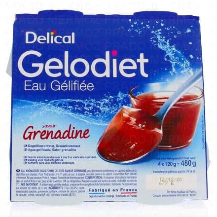 DELICAL Gelodiet - Eau gélifiée grenadine 4x120g